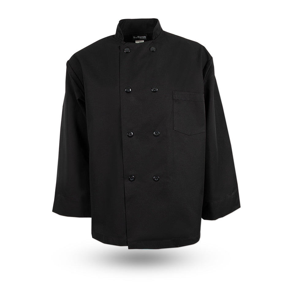 Full-Sleeve Basic Plastic Button Chef Coat, No Arm Pocket, C108
