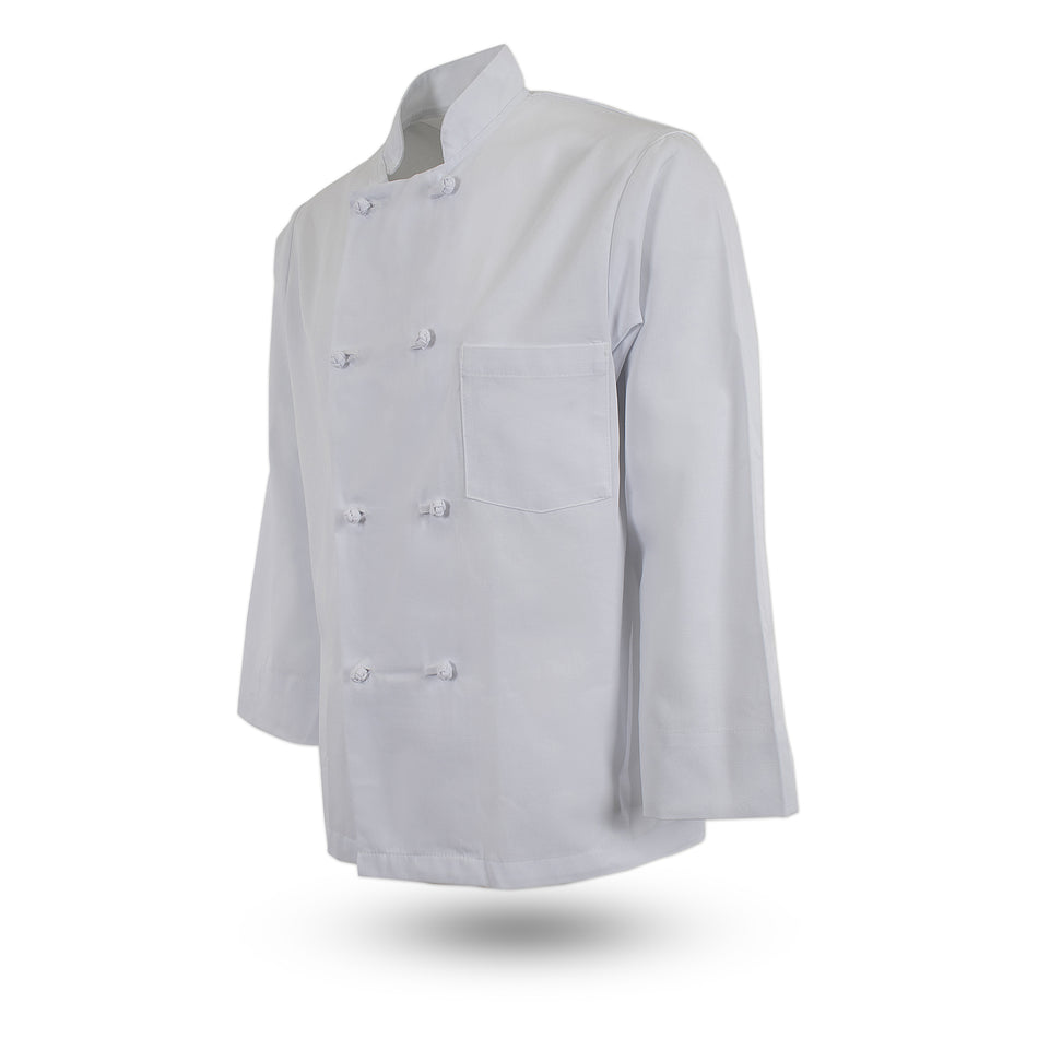 Full-Sleeve Basic Knot Button Chef Coat, No Arm Pocket, C128