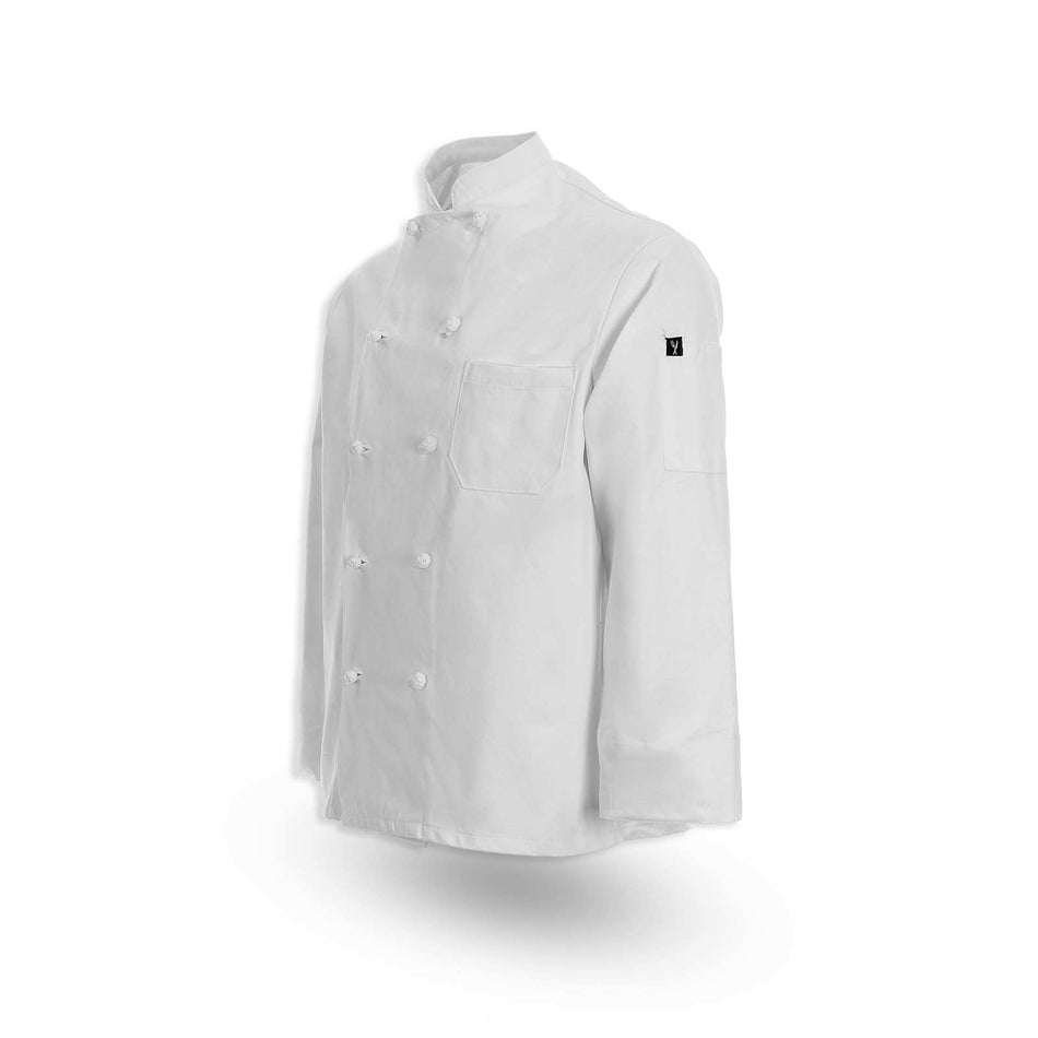 Full-Sleeve Basic Knot Button Chef Coat, Cotton