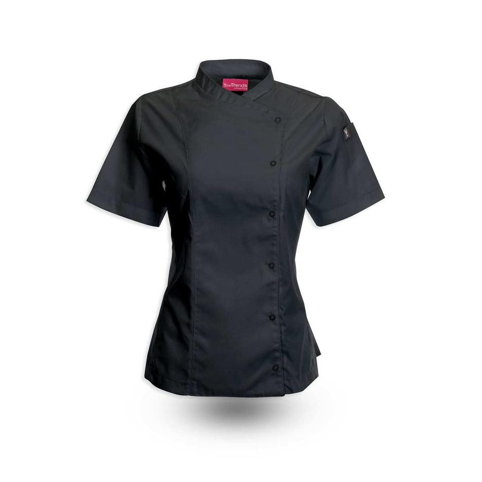 Short-Sleeve Women's Crossover Collar Keep Kool Chef Coat