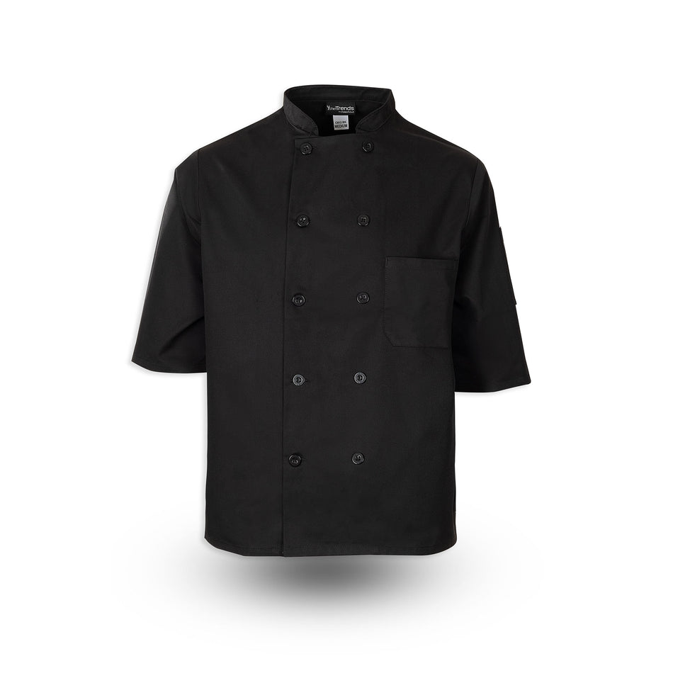 Short-Sleeve Plastic Button Chef Coat
