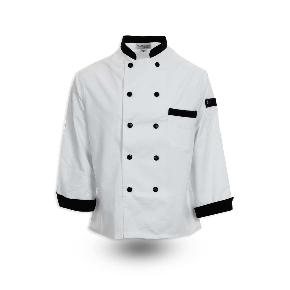 Full-Sleeve Black Trim Chef Coat