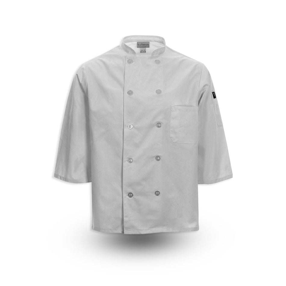 3/4 Length-Sleeve Plastic Button Chef Coat