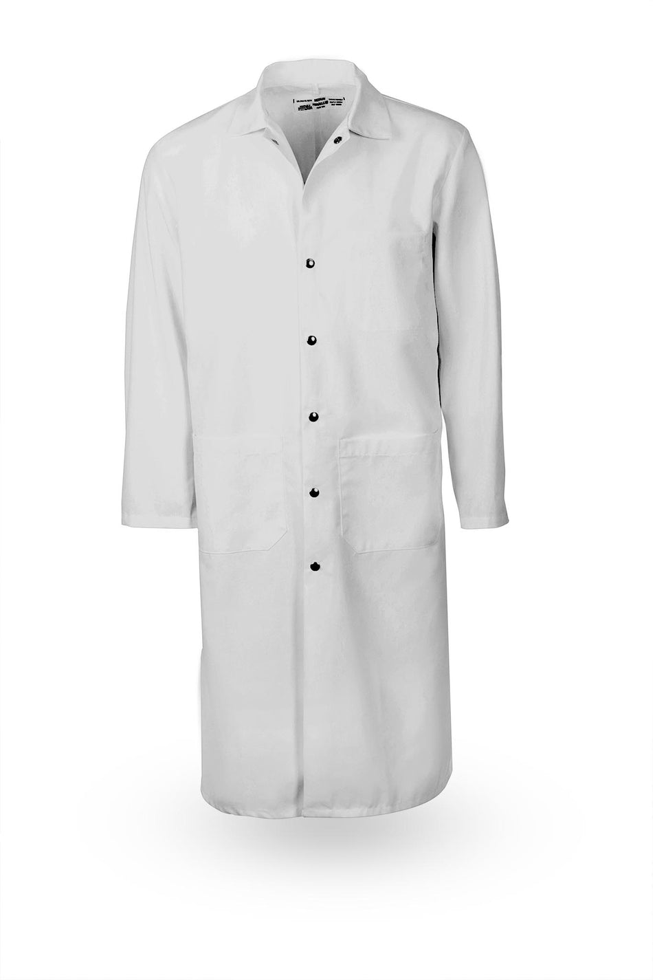 F365 7oz Spun Poly Butcher Frock, Blend, 45" Long, Dome Snap