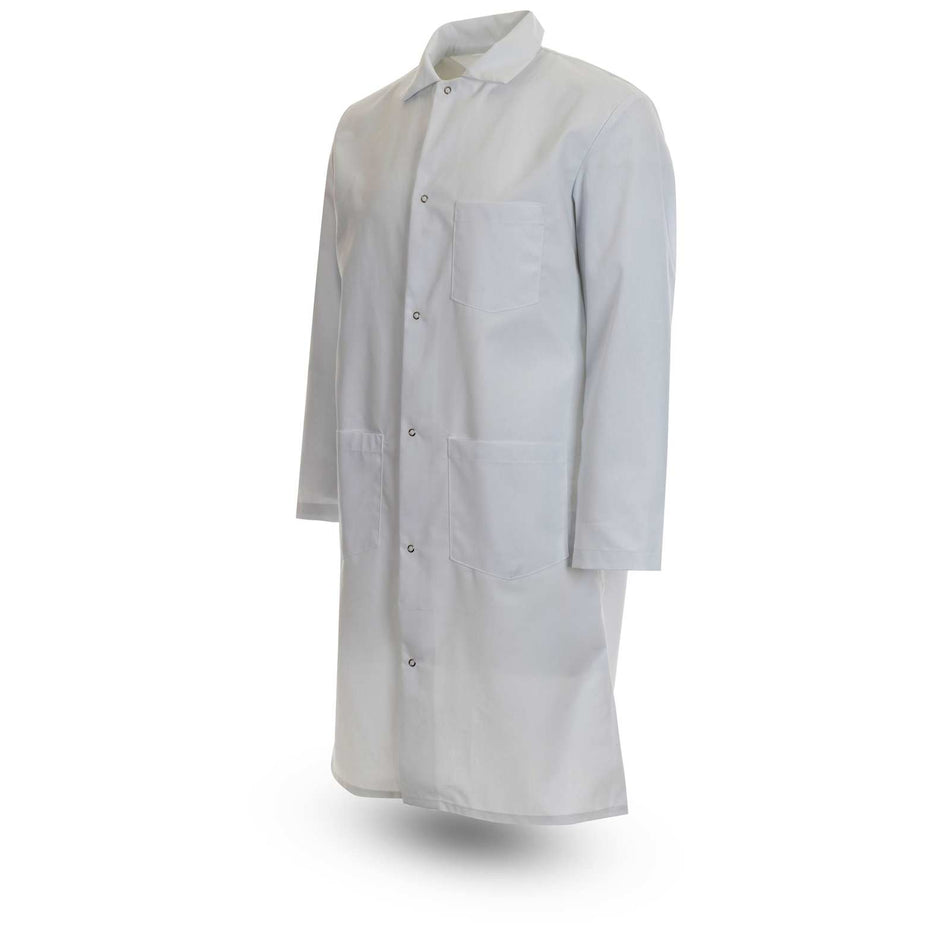 Full-Sleeve Polyester 3 Outside Pockets, Gripper Snap Butcher Frock
