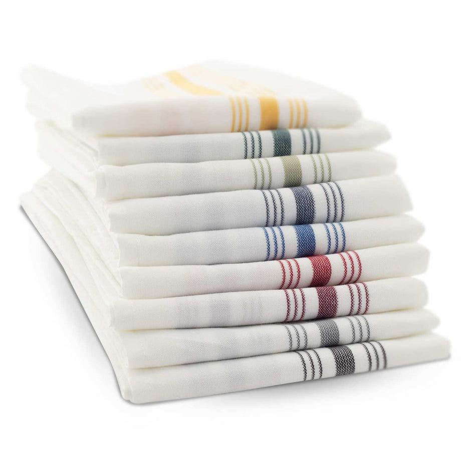 Bistro Napkins, 18x22, White Background with Colored Stripe - Sold by the Dozen
