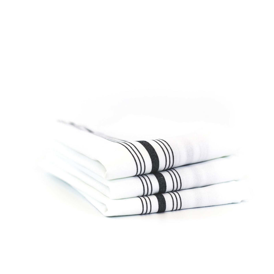 Bistro Napkins, 18x22, White Background with Colored Stripe - Sold by the Dozen