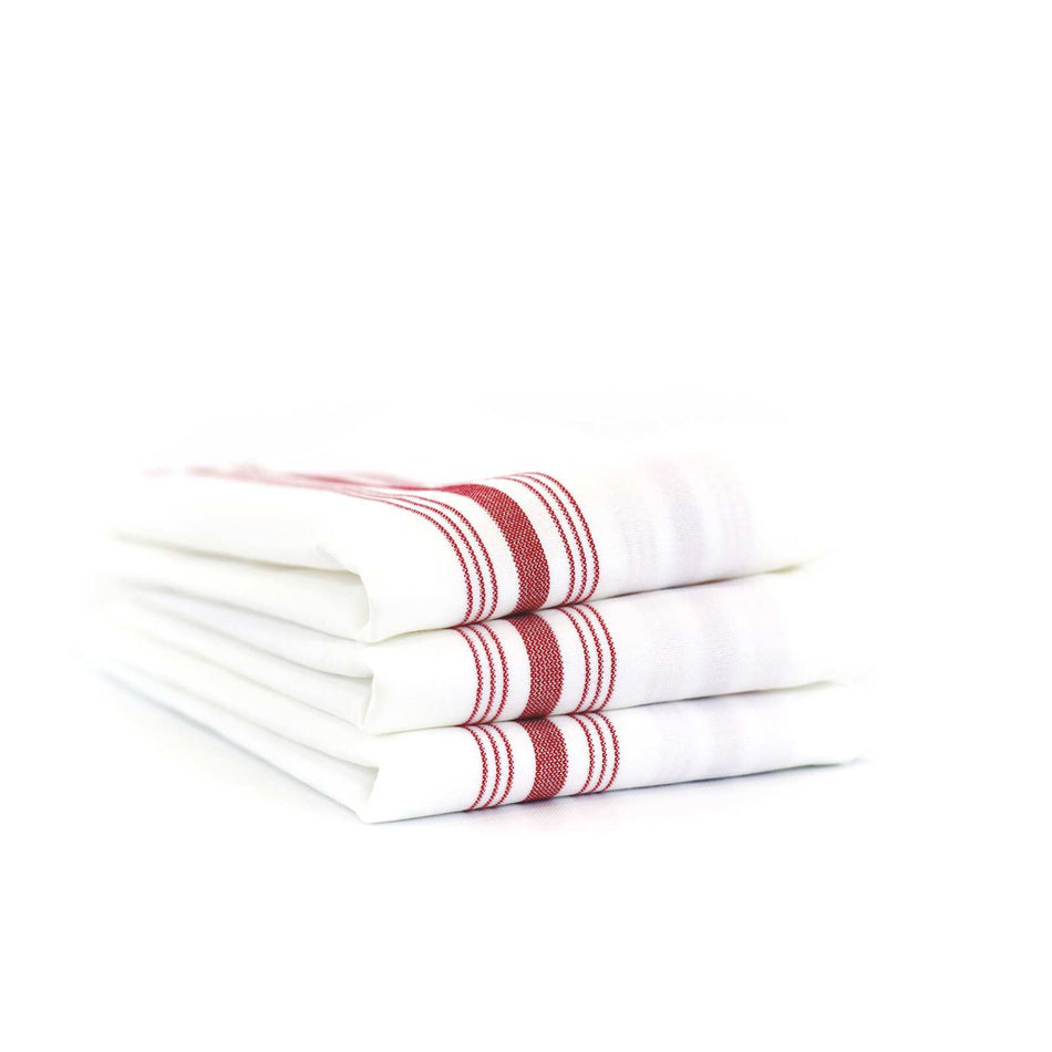 Bistro Napkins, 18x22, White Background with Colored Stripe - Sold by the Dozen